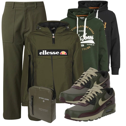 Herbst Dunkelgrün/Khaki Carpenter Hose/Musselin Hose/Cargohose/Paperbag Hose/Twill Hose/Boyfriend Hose/3/4 Hose/Cargo-Jogginghose DAN FOX APPAREL kombinieren