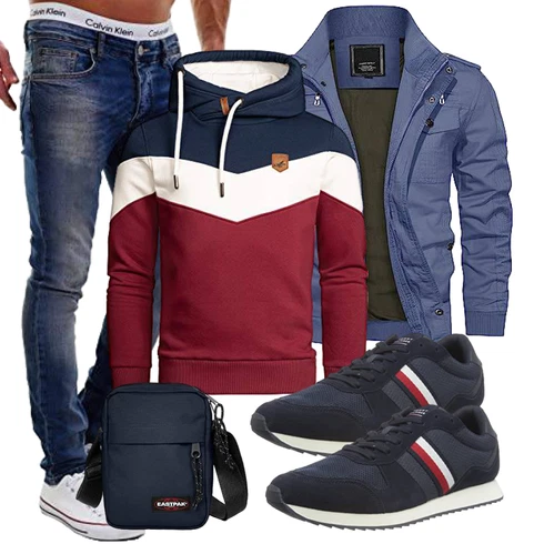 Bordeaux/Dunkelrot Vintage Hoodie/Half-zip Hoodie/Hoodie/Sport Sweatshirt/Strick Hoodie/Sport Hoodie/Ausgefallener Hoodie Amaci&Sons kombinieren mit Dunkelblau/Blau Winterjacke/Funktionsjacke/Sommerjacke/Frühlingsjacke/Herbstjacke/Jacke mit Seitlichem Reißverschluss/Outdoorjacke KEFITEVD