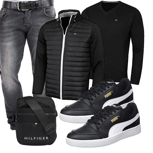 Schwarz 2in1 Jacke/SportJacke/LanglaufJacke/MerinoJacke/KunstfaserJacke/WendeJacke/Verstaubare Jacke/ThermoJacke/HybridJacke Calvin Klein kombinieren