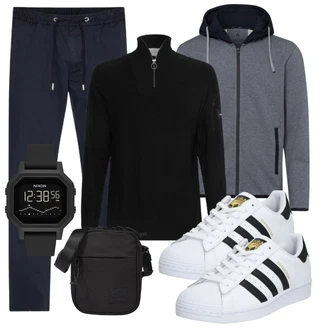 Coole Outfit mit Weiß/Schwarz Leder Sneaker/Sneaker Low/Schmaler Sneaker/Sommer Sneaker/Vintage Sneaker Adidas Originals "Freizeit Outfit"Look: Sportlich, Streetwear, Trendige, Unisex, Bad Taste, Coole, Hip Hop, Skater