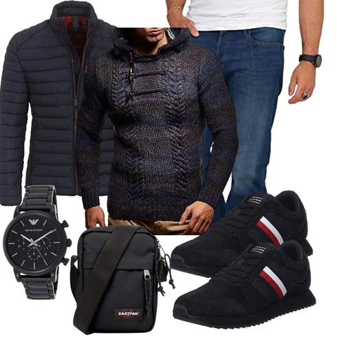 Schwarz/Rot/Dunkelblau/Hellblau/Blau Verstaubare Jacke/Kunstfaserjacke/Herbstjacke/Puffer Jacke/Winterjacke/Jacke mit Seitlichem Reißverschluss/Merinojacke/Thermojacke/Steppjacke CASAMODA kombinieren