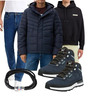 90er, Skater Outfit mit Blau/Dunkelblau/Hellblau Trekkingstiefel/Wasserdichter Outdoorschuh/Wasserfester Schuh/Winter Sneaker/Wasserdichter Stiefel Timberland "Freizeit Outfit"Look: Uni, Metal, Outdoor, Sportlich, Casual, Workwear, Smart Casual, Reggaeton, Unisex, Streetwear, Maritim, Skater