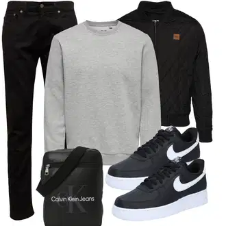 Strick Outfit mit Grau/Hellgrau Women's Fleece Sweatshirts/Sport Sweatshirt/Lederjacke/Damen Pullover Only & Sons "Freizeit Outfit"