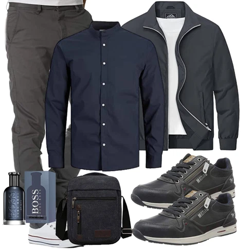 Dunkelblau Top Blusenoberteil/Langarm-Shirt/T-Shirt mit 3/4-Ärmel/Hemdoberteil/Bügelfreies Hemd/Casual Hemd/Hemdbluse/Businesshemd/Business Hemd Jack & Jones kombinieren