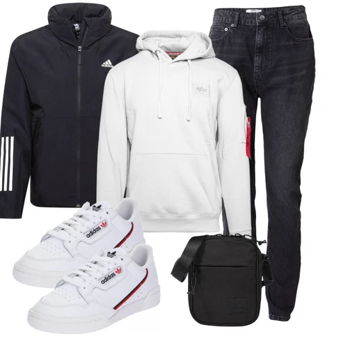 High waist Schwarz/Dunkelgrau/Dunkelblau/Grau Jeans Winterjacke/Biker Jeans/Girlfriend Jeans/ThermoJeans/Tapered-Jeans/Slim Fit Jeans/High waist Jeans/Jeans mit Schlitz/Herren Lederjacke/Straight Leg Jean about you x jaime lorente kombinieren