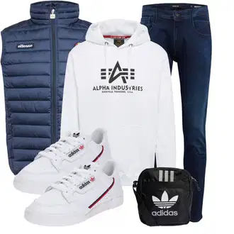 Outfit mit Dunkelblau/Blau Slim Fit Jeans/Lederjacke/Leder Schuhe/Push up Jeans/ThermoJeans/Winterjacke/Herren Lederjacke/Low Rise Jean/Damen 7/8-Länge Jeans/Regular-Fit Jeans Replay "Freizeit Outfit"