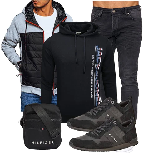 Ärmellos Schwarz/Grau/Dunkelgrau/Hellgrau HerbstJacke/SportJacke/2in1 Jacke/KapuzenJacke/HybridJacke/SteppJacke LEGRANCE kombinieren