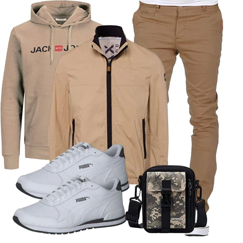 Khaki/Beige/Braun Damen Pullover/Sport Sweatshirt/Partner Hoodie/Unisex Hoodie/Sport Hoodie/Hoodie/Ausgefallener Hoodie/Vintage Hoodie/Kapuzenpullover Jack & Jones kombinieren
