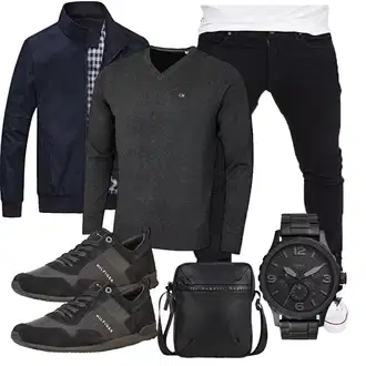 Party Outfits mit Schwarz Unkategorisiert Calvin Klein, Schwarz Unkategorisiert Tommy Hilfiger, Schwarz Unkategorisiert Bugatti "Freizeit Outfit"