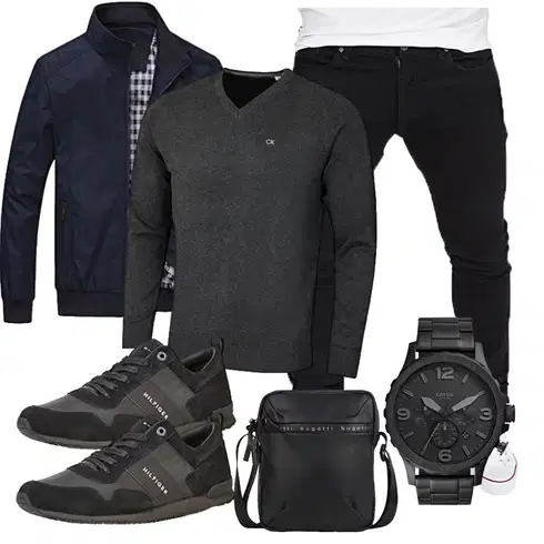 Kariert Dunkelblau Windbreaker Jacke/SportJacke/SommerJacke/2in1 Jacke/Leichte Jacke/FrühlingsJacke/Jacke mit Seitlichem Reißverschluss/Innenfutter Jacke/NylonJacke FTCayanz kombinieren