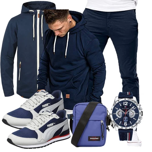 Dunkelblau/Hellblau Unisex Hoodie/Sport Sweatshirt/Strick Hoodie/Hoodie/Sport Hoodie/Ausgefallener Hoodie REPUBLIX kombinieren