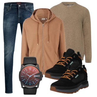 Jeans Outfits mit Mischfarben/Lila/Blau/Gelb/Hellblau/Braun Armbanduhr/Uhrwerkzeug/Smartwatch Diesel "Freizeit Outfit"