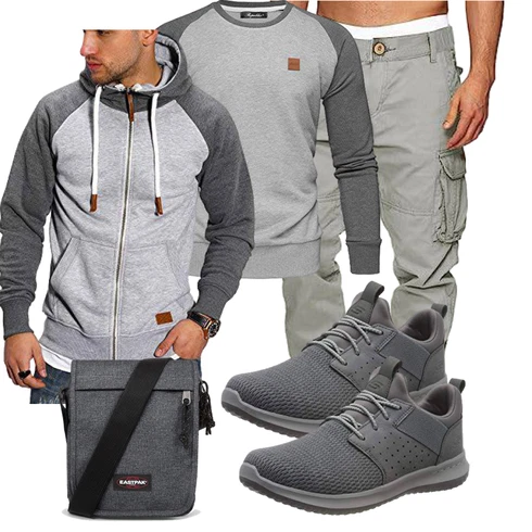Grau/Dunkelgrün/Hellgrau/Khaki Boyfriend Hose/Parachute Hose/Cargo-Jogginghose/Cargohose/Capri/Cargo Short AlvaQ kombinieren