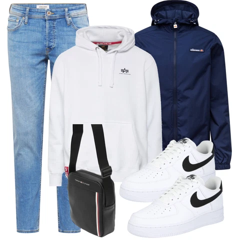 Weiß/Creme Sport Hoodie/Unisex Hoodie/Hoodie/Ausgefallener Hoodie/Vintage Hoodie/Partner Hoodie/Oversize Hoodie Alpha Industries kombinieren mit Blau/Hellblau Damen 7/8-Länge Jeans/Knöchelstiefel/Boyfriend Jean/Cropped Jeans/Dad Jeans/Girlfriend Jeans/Low Rise Jean/Regular-Fit Jeans/Slim Fit Jeans/Tapered-Jeans Jack & Jones