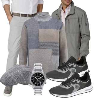 Outfit mit Grau Rollkragenpullover BABISTA "Freizeit Outfit"