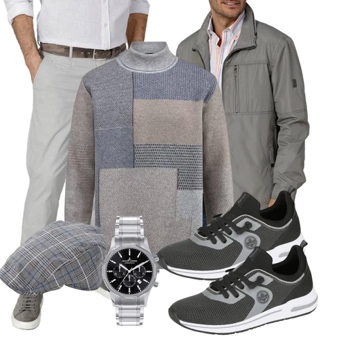 Grau Rollkragenpullover BABISTA kombinieren