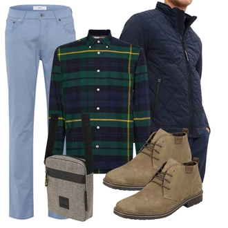 Mit Absatz Outfit mit Dunkelgrün/Beige/Khaki/Braun Klassischer Stiefel/Flache Stiefelette/SchnürStiefelette/Schnürer/Gefütterte Stiefelette/Oxford Schuh/Vintage Schnürschuh Rieker "Freizeit Outfit"