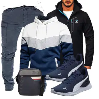 Elegant Outfit mit Blau/Dunkelblau/Grau Boyfriend Hose/Chino Hose/Löcherne Hose/Skinny Hose/Cargo-Jogginghose/Kurze Hose/Capri/Freizeithose/Cargohose/Cargo Short/Slim Hose Yazubi "Freizeit Outfit"Look: Moderne, Empire, Smart Casual, Coole, Schön, Casual, Workwear, Techno, Nahtlos, Trendige, Unisex, Elegant