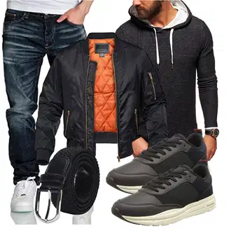 Party Outfits mit Schwarz Unkategorisiert Amaci&Sons, Schwarz/Dunkelgrau/Grau Unisex Hoodie/Hoodie/Sport Sweatshirt/Strick Hoodie/Sport Hoodie/Ausgefallener Hoodie/Kapuzenpullover Behype, Schwarz/Blau/Dunkelblau Fliegerjacke/Bomberjacke KEFITEVD, Schwarz Unkategorisiert Tommy Hilfiger, Schwarz Unkategorisiert TANGCHAO "Freizeit Outfit"