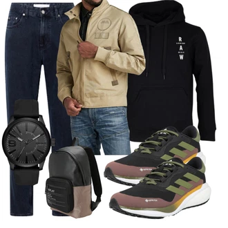Outfit mit Dunkelgrün Gymnastikschuh/Tennisschuh/Fitnessschuh/Joggingschuh/Walkingschuh/Sommer Sneaker/Sneaker Low/Schnürschuh/gesundheitsschuh Adidas Performance "Freizeit Outfit"