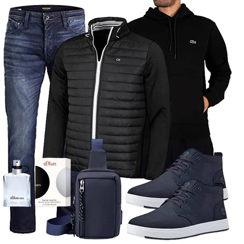 Schwarz 2in1 Jacke/SportJacke/LanglaufJacke/MerinoJacke/KunstfaserJacke/WendeJacke/Verstaubare Jacke/ThermoJacke/HybridJacke Calvin Klein kombinieren