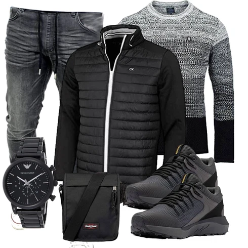 Schwarz 2in1 Jacke/SportJacke/LanglaufJacke/MerinoJacke/KunstfaserJacke/WendeJacke/Verstaubare Jacke/ThermoJacke/HybridJacke Calvin Klein kombinieren