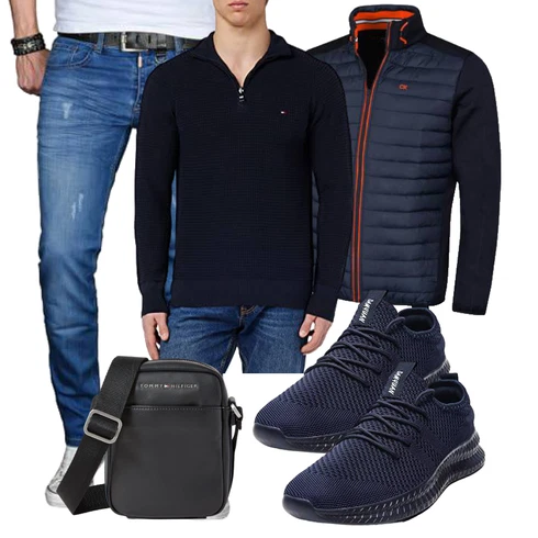 Rot/Dunkelblau/Hellblau Kunstfaserjacke/Langlaufjacke/Isolationsjacke/Sportjacke/Merinojacke/Thermojacke/Hybridjacke Calvin Klein kombinieren