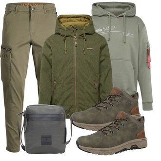 Outfits für Mollige Schön mit Dunkelgrün/Khaki/Grün Vintage Hoodie/Unisex Hoodie/Sport Hoodie/Partner Hoodie/Strick Hoodie/Hoodie/Ausgefallener Hoodie Alpha Industries "Freizeit Outfit"Look: Rad, Hip Hop, Militär, Moderne, Schön, Outdoor, Rap, Unisex, Workwear