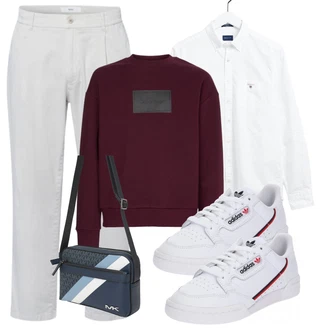 Knielang Outfit mit Creme/Weiß Sneaker Low/Sneaker Mit Seitlichem Reißverschluss/Schmaler Sneaker/Leder Sneaker/Sommer Sneaker Adidas Originals "Freizeit Outfit"