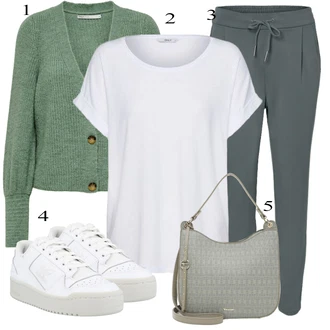 Prevelik outfit mit Bela/Siva/Krem Majica & Top/Srajca & majica velike velikosti/Bluza velika velikost/Tunika Only "Obleka za jesen"Look: Nor, Klasična, Kul, Prevelik, Brez šivov, Preproste