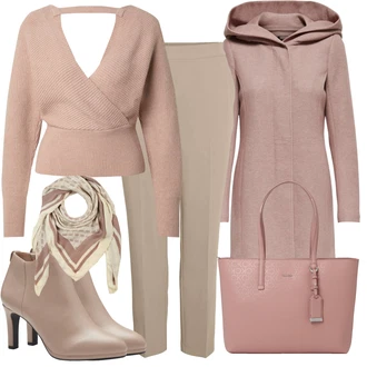 Outfit s Růžová/Hnědá/Fialová Zimní Kabát Vlněný kabát/Lodenový kabát/Pletený Kabát/Kabát s Kapucí/Pletený Fleecový Kabát/Kašmírový Kabát/Vlněný Fleecový Kabát Only "Outfit Na Podzim"