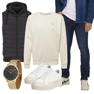 Outfit mit Beige/Weiß/Creme Schuh Plateau-Sneaker/Sneaker Low Pull&Bear "Herbstlicher Look"
