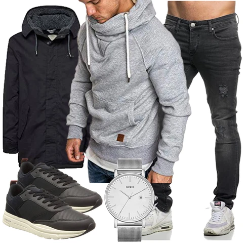 Schwarz/Dunkelblau/Dunkelgrau Winter Parka/Funktionsjacke/Parka-übergangsjacke/Wachsjacke Ragwear kombinieren mit Schwarz/Dunkelblau/Dunkelgrau Winter Parka/Funktionsjacke/Parka-übergangsjacke/Wachsjacke Ragwear