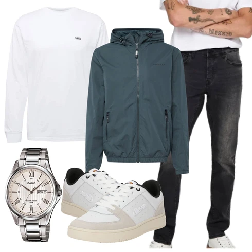 Weiß Langarm-Shirt/Longshirt/Rollkragenshirt Vans kombinieren