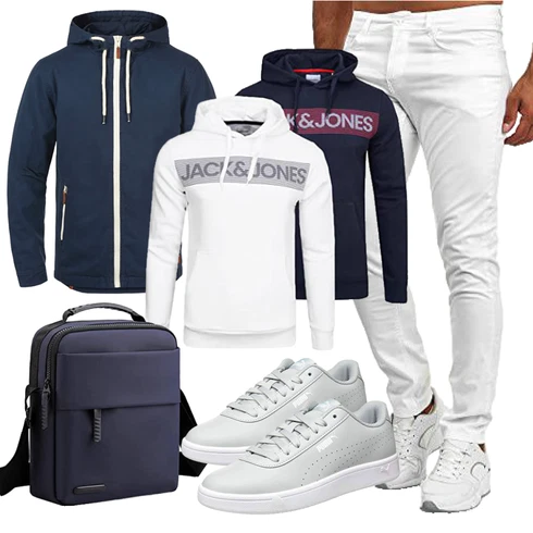 Schwarz/Dunkelblau/Weiß/Hellblau/Beige/Mischfarben/Blau Damen Pullover/Sport Sweatshirt/Hoodie/Partner Hoodie/Unisex Hoodie/Ausgefallener Hoodie/Sport Hoodie Jack & Jones kombinieren