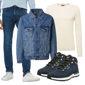 Outfit mit Blau/DunkelBlau/HellBlau Hose Große Größe/Slim Fit Jeans/Leder Schuhe/Low Rise Jean/Lederjacke/Sportschuhe/Regular-Fit Jeans/Push up Jeans/Knöchelstiefel/Winterjacke/Tapered-Jeans/Low Waist Jean/Damen 7/8-Länge Jeans/Schlupfjeans Tommy Hilfiger "Herbstlicher Look"