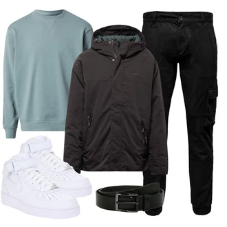 Outfit mit Blau/HellGrün/Hellblau/Grün Pullover mit Stehkragen/Sport Sweatshirt/Women's Fleece Sweatshirts/Damen Pullover trapp "Herbstlicher Look"
