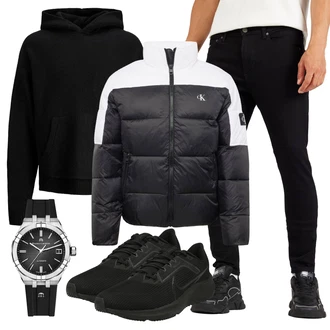 Outfit mit Schwarz/Grau Laufschuh/Joggingschuh/Fitnessschuh/Fitnessschuh/Gymnastikschuh Nike "Herbstlicher Look"