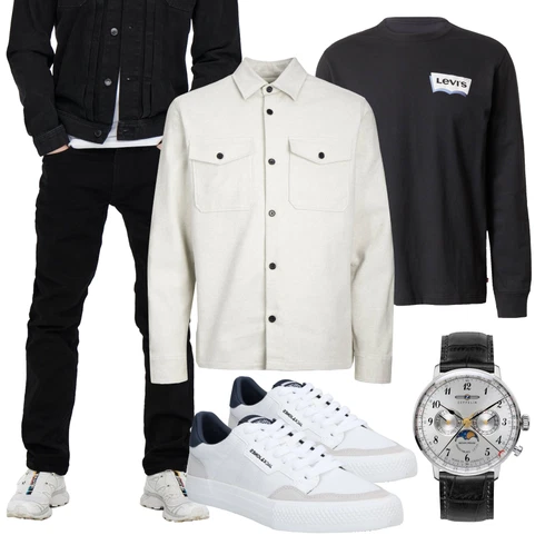 Khaki/Weiß/Grau/Beige/Hellgrau/Creme Musselin Hemd/JeansHemd/Casual Hemd/Hemdbluse/FlanellHemd/Shirtjacke/Cordjacke/Nachhaltige Jacke/Uniformjacke Jack & Jones kombinieren