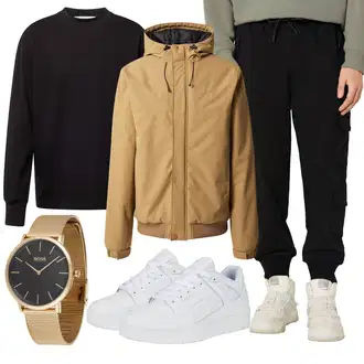 Strick Outfit mit Schwarz Hoodie/Women's Fleece Sweatshirts/Lederjacke/Sport Sweatshirt/Bluse Große Größe/Sweatmode/Shirt & Top Große Größe/Strick Große Calvin Klein Jeans "Herbstliches Freizeit Outfit"