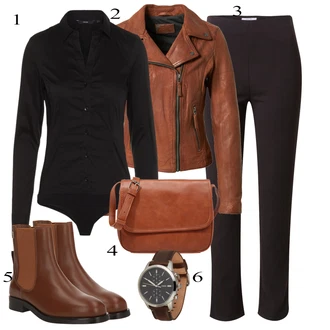 outfit mit Črna Bluza z gumbom/Srajca/Bluzasti Body/Poslovna Bluza/Bluza z Dolgimi Rokavi/Slim Fit Bluza VERO MODA "Popoln za jesen"