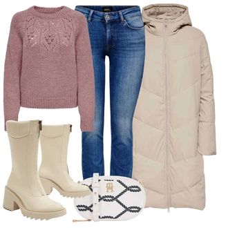 Outfity na podzim Trendový s Modrá/Tmavě modrá/Růžová/Bílá/Hnědá Only, Béžová/Šedá Pepe Jeans "Perfekt na podzim"Look: Premium, Egirl, Elegantní, Bezešvé, Pohodlný, Měkká dívka, Trendový, Kovbojka, Sexy, Ležérní, Disko, Cool, Western, Estetika, Nadrozměrné, Fancy, Safari, 70tá léta