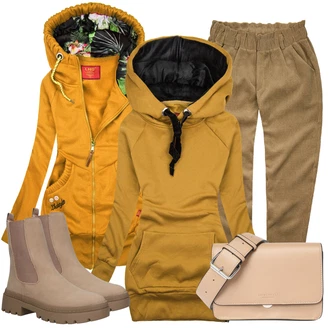 Italský Outfit s Hnědá/Béžová Chelsea Boty/Kožená bunda/Plochá Kotníková Bota About You "Outfit na podzim"Look: Italský, Venkovní, Chytrý příležitostný, Unisex