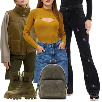 Dlouhé Outfit s Hnědá/Béžová/Tmavě zelená/Khaki Krátká Vest/Prošitý Prslušenství/Obracející se Vest/Venkovní Vest/Peřová Vest/Izolační Vest/Puffer Vest JdY "Perfekt na podzim"