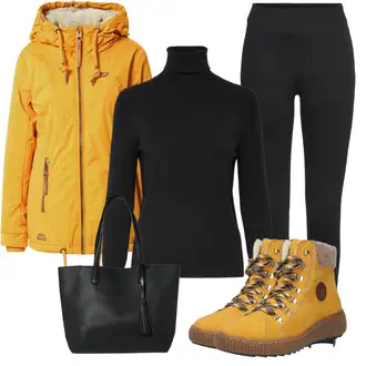 Outfit sa Žuta/Smeđa Čizma na Vezanje/Tenisica Zimske Tenisice/Cipela za Trekking/Zimska cipela Rieker "Jesenski outfiti"