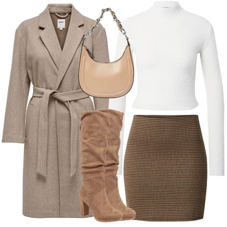 Outfit sa Bijela/Krem Džemper s rol ovratnikom/Pulover s Rol Ovratnikom/Majica i top/Kratki Džemper Drykorn "Jesenski outfiti"