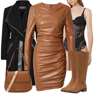 Mokri izgled Outfit sa Siva/Smeđa/Bež Haljina Veći Broj katy perry exclusive for about you "Jesenski outfiti"Look: Burleska, moderne, Mom, Rap, Sveučilišna, Mokri izgled, Preodjeven, cool