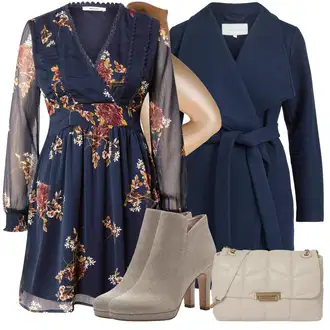Punije Outfit sa Tamnoplava/Plava/Pastelne boje Haljina Veći Broj/Haljina/Tunika About You "Jesenski outfiti"
