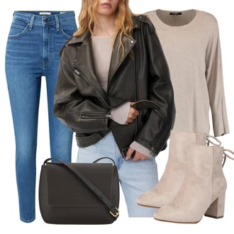 Outfit sa Zeleno/Tamnozelena/Kaki Prijelazna Jakna/Vojnička Jakna/Jakna s Patentnim Zatvaračem sa strane/Motociklistička jakna/Bajkerska Jakna/Vintage Kožna Jakna/Kožna Jakna/Jakna od Umjetne Kože Pull&Bear "Jesenski outfiti"