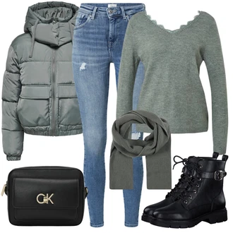 Motor Outfit sa Crna/Plava Čizmica Gležnjača na Vezanje/motociklistička čizma/Motociklistička čizma/Borbena Čizma Tamaris "Jesenski outfiti"Look: Ronjenje, Motor, Trekking
